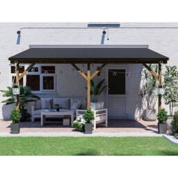Dunster House Wooden Lean-To Gazebo 4x3m Wall Mounted, Superfelt Included, Utopia in Brown - thumbnail 5