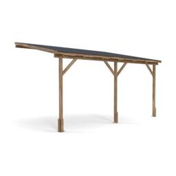 Dunster House Wooden Lean-To Gazebo 4x3m Wall Mounted, Superfelt Included, Utopia in Brown - thumbnail 1