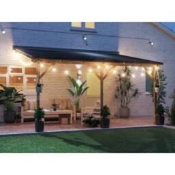 Dunster House Wooden Lean-To Gazebo 4x3m Wall Mounted, Superfelt Included, Utopia in Brown - thumbnail 4