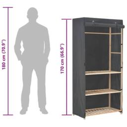Berkfield Home Decorative 3-Tier Wardrobe Grey 79x40x170 cm Fabric - Size: 79 x 40 x 170 cm - thumbnail 7