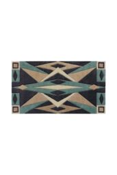 JVL Solemate® Hand Carved Art Deco Door Mat, Turquoise - Size: 57 cm x 100 cm - thumbnail 1