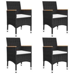 Berkfield Home 5 Piece Garden Dining Set with Cushions Black - thumbnail 1