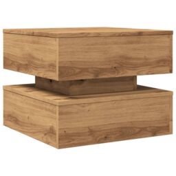 Berkfield Home Coffee Table with LED Lights Artisian Oak 50x50x40 cm in Brown - Size: 50 x 50 x 40 cm - thumbnail 3