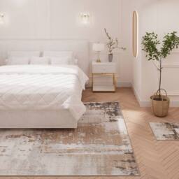 Kukoon Warm Greige Modern Distressed Abstract Beige Rug - Size: 60 cm x 110 cm - thumbnail 2
