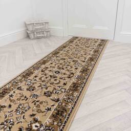 runrug Hallway Carpet Runner Rug - Soft & Comfy, 9mm - 'Traditional' in Beige - Size: 60 cm x 180 cm - thumbnail 4