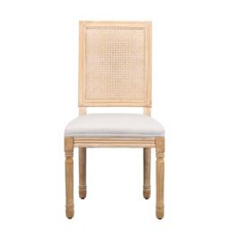Nordlys Set of 2 Classic Dining Room Chairs Wood Cane Rattan Fabric in Grey - thumbnail 4