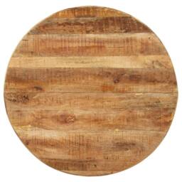 Berkfield Home Beautiful Dining Table Round 100x100x75 cm Rough Mango Wood in Brown - Size: 100 x 100 x 75 cm - thumbnail 4