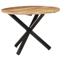 Berkfield Home Beautiful Dining Table Round 100x100x75 cm Rough Mango Wood in Brown - Size: 100 x 100 x 75 cm - thumbnail 9