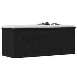 Berkfield Home Modern Black Oak Storage Box - 90x35x35 cm - Engineered Wood - Size: 90 x 35 x 35 cm - thumbnail 1
