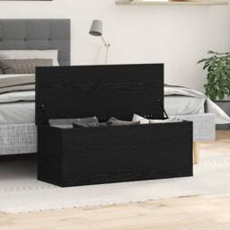 Berkfield Home Modern Black Oak Storage Box - 90x35x35 cm - Engineered Wood - Size: 90 x 35 x 35 cm - thumbnail 4