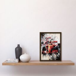 Artery8 Grand Prix Track Circuit Cars Racing Paint Splat Artwork Framed Wall Art Print A4 in Brown - thumbnail 2