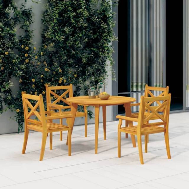 Berkfield Home Garden Table Ã˜110x75 cm Solid Wood Acacia in Brown - Size: 110x75 cm - image 1
