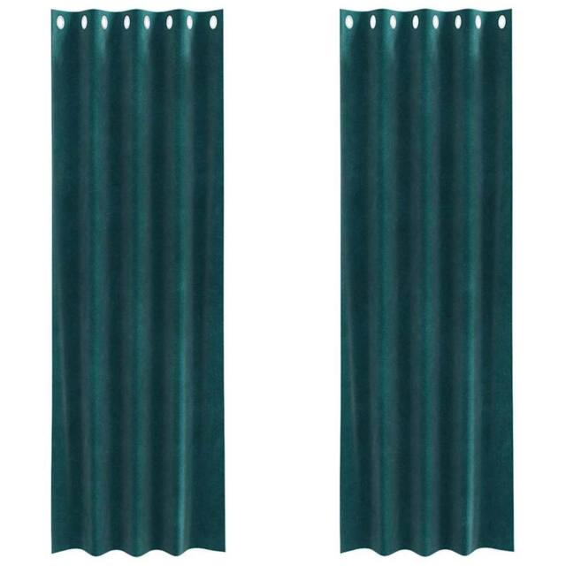 Berkfield Home Blackout Curtains with Eyelets 2 pcs Dark Green Velvet - image 1