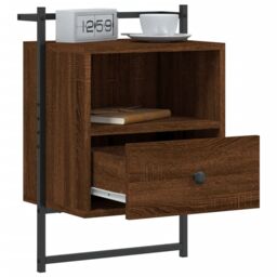 Berkfield Home Bedside Cabinet Wall-mounted Brown Oak 40x30x61 cm Engineered Wood - Size: 40 x 30 x 61 cm - thumbnail 4