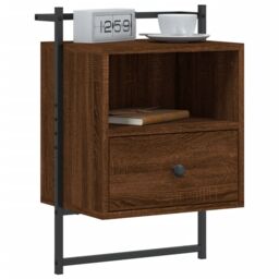 Berkfield Home Bedside Cabinet Wall-mounted Brown Oak 40x30x61 cm Engineered Wood - Size: 40 x 30 x 61 cm - thumbnail 3