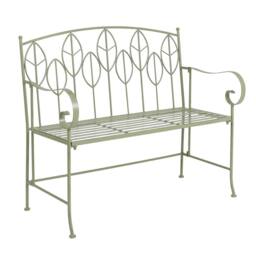 Charles Bentley Sage Green Leaf Design Rustic Metal Garden Bench - thumbnail 5