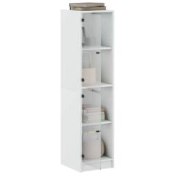 Berkfield Home Highboard with Glass Doors White 35x37x142 cm - Size: 35 x 37 x 142 cm - thumbnail 5