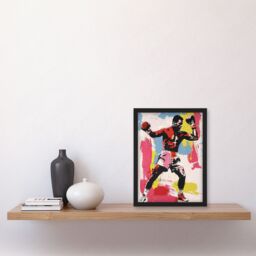 "Artery8 Boxer Sport Portrait Boxing Gloves Colourful Bold Framed Art Print - Size: W12"" x H16""" - thumbnail 4
