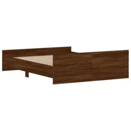 Berkfield Home Bed Frame with Headboard & Footboard Brown Oak 140x200 cm - thumbnail 6