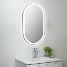 Bathroom Kingdom Martha Brushed Brass Oval LED Mirror 500x800mm in Gold