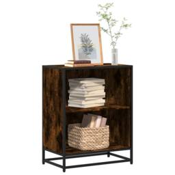 Berkfield Home Book Cabinet Smoked Oak 60x35x76 cm Engineered Wood in Brown - Size: 60 x 35 x 76 cm - thumbnail 2
