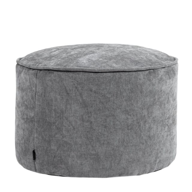 icon Round Chenille Bean Bag Pouffe Sage Green Large Chenille Footstool in Mid Grey - image 1