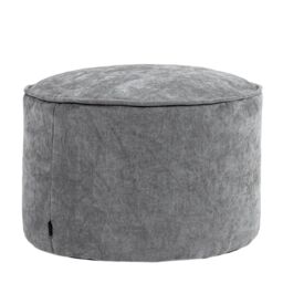 icon Round Chenille Bean Bag Pouffe Sage Green Large Chenille Footstool in Mid Grey - thumbnail 1