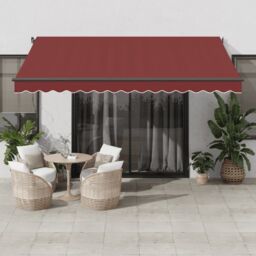 Berkfield Home Manual Retractable Awning Burgundy 400x300 cm in Black - thumbnail 1