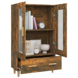 Berkfield Home Highboard Smoked Oak 70x31x115 cm Engineered Wood in Brown - Size: 70 x 31 x 115 cm - thumbnail 4