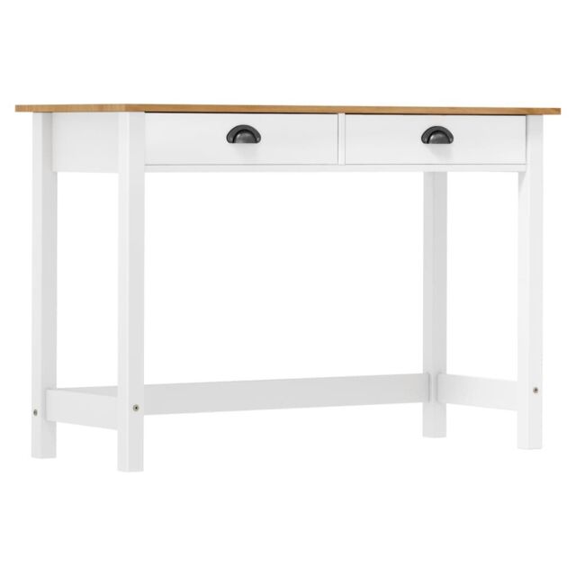 Berkfield Home Console Table Hill with 2 Drawers 110x45x74 cm Solid Pine Wood in White - Size: 110 x 45 x 74 cm - image 1