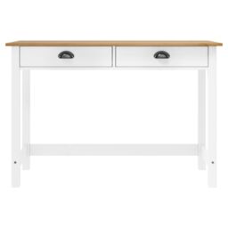 Berkfield Home Console Table Hill with 2 Drawers 110x45x74 cm Solid Pine Wood in White - Size: 110 x 45 x 74 cm - thumbnail 2