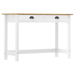 Berkfield Home Console Table Hill with 2 Drawers 110x45x74 cm Solid Pine Wood in White - Size: 110 x 45 x 74 cm