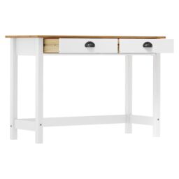 Berkfield Home Console Table Hill with 2 Drawers 110x45x74 cm Solid Pine Wood in White - Size: 110 x 45 x 74 cm - thumbnail 3