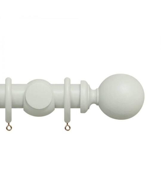 New Edge Blinds Premium 50mm Wooden Curtain Pole Set - Chalk White - Size: 105 cm - image 1