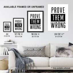 "Artery8 Prove Them Wrong Black & White Motivational Wall Art Print - Size: W12"" x H16""" - thumbnail 3
