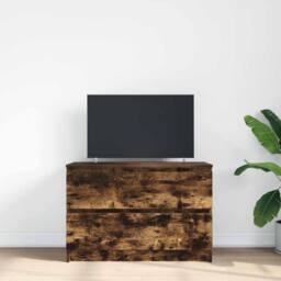 Berkfield Home TV Cabinet Smoked Oak 80x35x54 cm Engineered Wood in Brown - Size: 80 x 35 x 54 cm - thumbnail 1