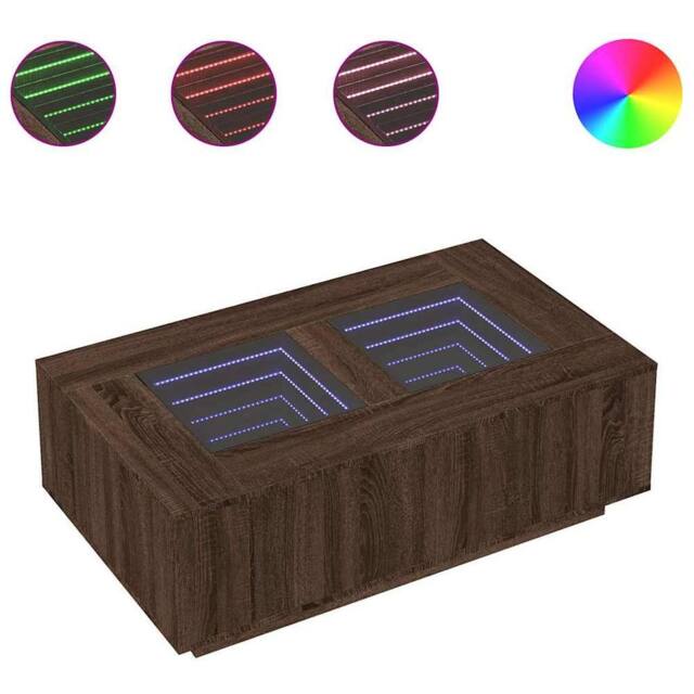 Berkfield Home Coffee Table with Infinity LED Brown Oak 116x69x40 cm - Size: 116 x 69 x 40 cm - image 1