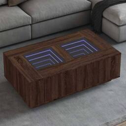Berkfield Home Coffee Table with Infinity LED Brown Oak 116x69x40 cm - Size: 116 x 69 x 40 cm - thumbnail 2