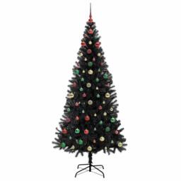 Berkfield Home Christmas Tree with 300 LEDs with Stand Black 240 cm PVC - thumbnail 6