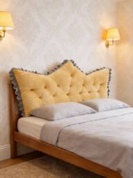 Living and Home Crown-Shaped Ruffled Bed Headboard Pillow in Yellow - Size: Medium - thumbnail 2