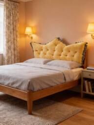 Living and Home Crown-Shaped Ruffled Bed Headboard Pillow in Yellow - Size: Medium - thumbnail 3