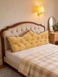 Living and Home Crown-Shaped Ruffled Bed Headboard Pillow in Yellow - Size: Medium - thumbnail 1