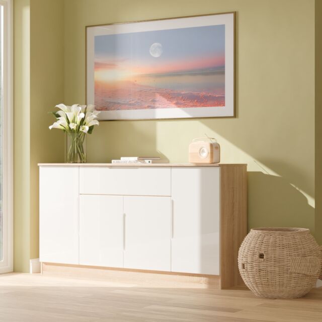 Ready Assembled 2 U Lucca 4 Door 1 Drawer Wide Unit (Ready Assembled) in Light Oak - image 1