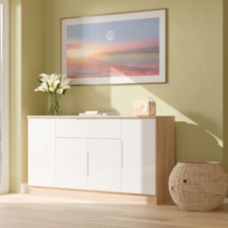 Ready Assembled 2 U Lucca 4 Door 1 Drawer Wide Unit (Ready Assembled) in Light Oak - thumbnail 1