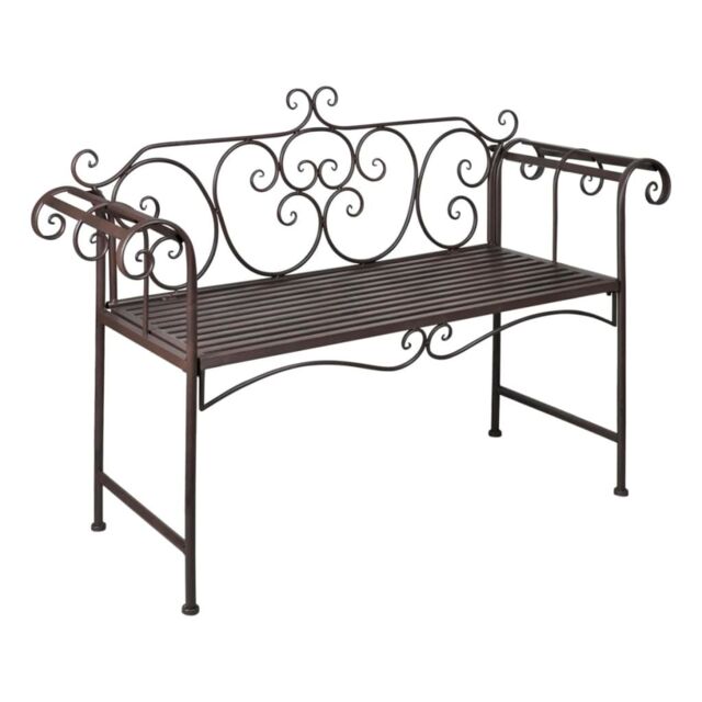 Berkfield Home Garden Bench 132 cm Steel Antique Brown - image 1