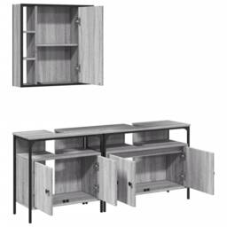 Berkfield Home Stylish 3 Piece Bathroom Cabinet Set Grey Sonoma Engineered Wood - thumbnail 5