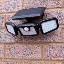 mysmartbuy 400 Lumen Motion Sensor Wall Security Light - Solar Powered Wide Angle Floodlight with 3 Heads for Garage, Front Door, Garden in Black - thumbnail 4