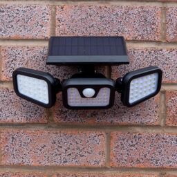 mysmartbuy 400 Lumen Motion Sensor Wall Security Light - Solar Powered Wide Angle Floodlight with 3 Heads for Garage, Front Door, Garden in Black - thumbnail 5