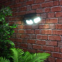 mysmartbuy 400 Lumen Motion Sensor Wall Security Light - Solar Powered Wide Angle Floodlight with 3 Heads for Garage, Front Door, Garden in Black - thumbnail 1