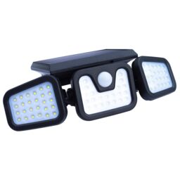 mysmartbuy 400 Lumen Motion Sensor Wall Security Light - Solar Powered Wide Angle Floodlight with 3 Heads for Garage, Front Door, Garden in Black - thumbnail 3